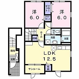 グレイスフル1 2LDKの間取図画像