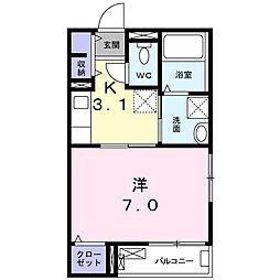 アルバーダクワトロ 1Kの間取図画像