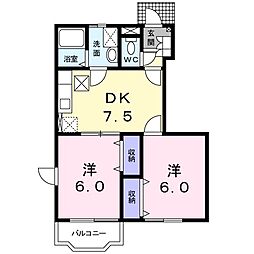 グランパルクC 2DKの間取図画像