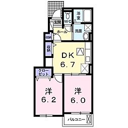 フローデセリシール2 2DKの間取図画像