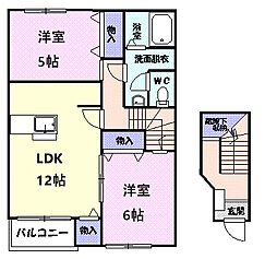パルテールB 2LDKの間取図画像