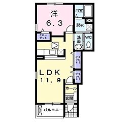 ジールC 1LDKの間取図画像