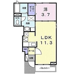 グリーンアベニューE 1LDKの間取図画像