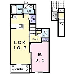 レジデンス青井 2階1LDKの間取り