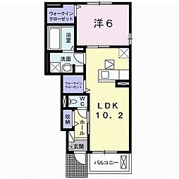プロムナードD 1LDKの間取図画像