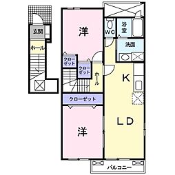 サニーホーム 2LDKの間取図画像