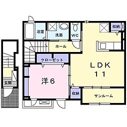 カーサ・アスール 1LDKの間取図画像