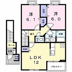 ピュアパレス1 2LDKの間取図画像