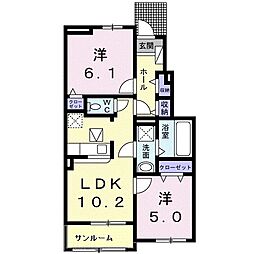 フィオーレルーナルーチェ 2LDKの間取図画像