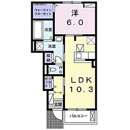グランコートVI 1階1LDKの間取り