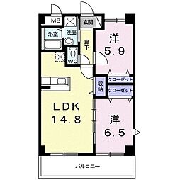 ザ・グレイス・シグマ 2LDKの間取図画像