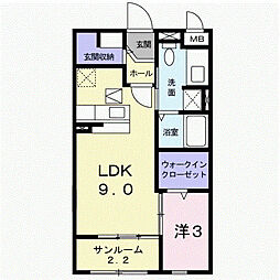 フィオーレ本郷 1LDKの間取図画像