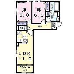 グランドソレイユ 2LDKの間取図画像
