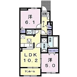 ガーデンハウス華なんB 2LDKの間取図画像