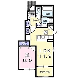 ハーモニーハウス・睦 1LDKの間取図画像