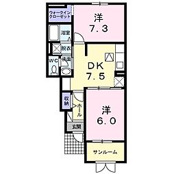ハニーロック 2DKの間取図画像