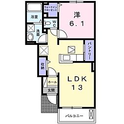 サニーエレガンスA 1LDKの間取図画像