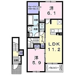 DK堀米2 2LDKの間取図画像