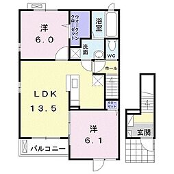 サウス・ロベリア 2LDKの間取図画像