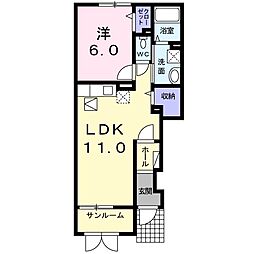 パークサイドビィラ 1LDKの間取図画像