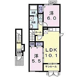 パイシスA 2LDKの間取図画像
