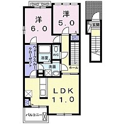 ケイハイノ2B 2LDKの間取図画像