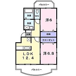 サングローヴ 2LDKの間取図画像