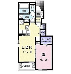 オリーブタウンB 1LDKの間取図画像