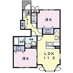 カームリー・ヒル 2LDKの間取図画像