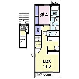 ノースプレインA 1LDKの間取図画像