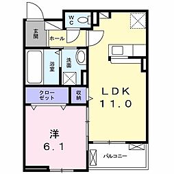 コルヌイエ 1LDKの間取図画像