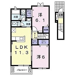 ヴィラヒルズA 2LDKの間取図画像