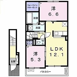 スイートピー 2LDKの間取図画像