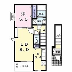アルメール2 1LDKの間取図画像