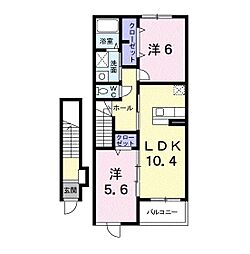 カーサ・フォルトナータC 2LDKの間取図画像