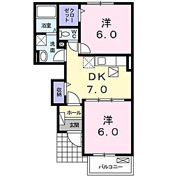 フジレジナス2 2DKの間取図画像