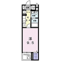 アルドール 1Kの間取図画像