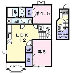 リーブラB棟 2LDKの間取図画像
