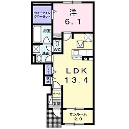 アイナ 1LDKの間取図画像