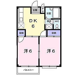 エルディム内田A 2DKの間取図画像