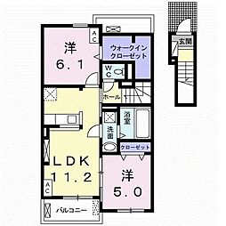 ベルウッド参番館 2LDKの間取図画像