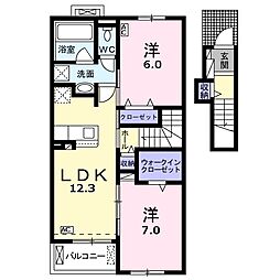 カンパネルラB 2LDKの間取図画像