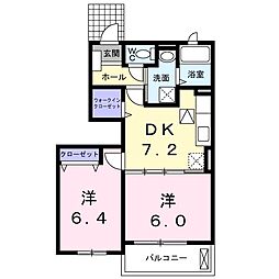 ブリアールA 2DKの間取図画像