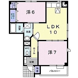 ハイツ　Ｕｅｙａｍａ　Ｂ 1階2LDKの間取り
