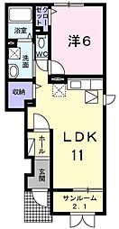 コペル南安長 1LDKの間取図画像