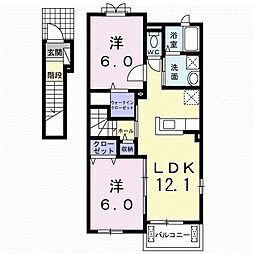 メゾン・エフォール琴浦Ｂ 2階2LDKの間取り