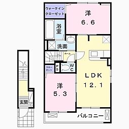 ラヒットグロウスB 2LDKの間取図画像