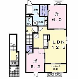 エレガンテカーサ 2LDKの間取図画像