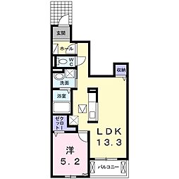 ビバーチェ中割 1LDKの間取図画像