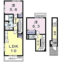 ペスティーニョ 2LDKの間取図画像